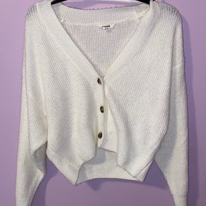 Garage white button up sweater/cardigan